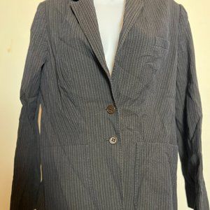Vintage Chloe Blazer in Blue and Brown Textured Print Size 12 Womens